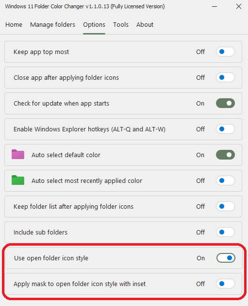 Introducing the open folder icon style and inset icon! Folder Color