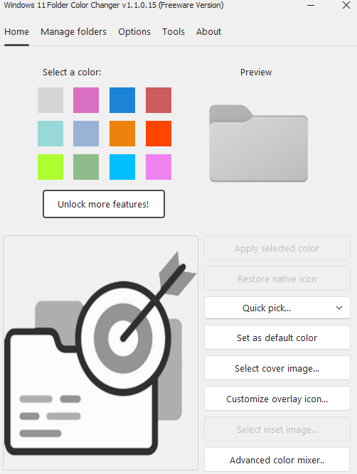 Six new beautiful colors added to the freeware version Folder Color